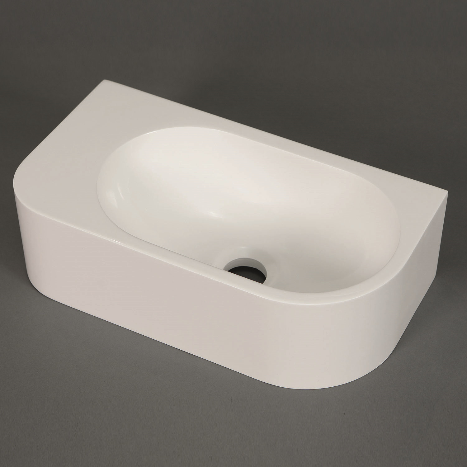 Fontein Luca Sanitair Wand 40x21.5x12 cm Mineral Stone Zonder Kraangat Glans Wit Links Luca Sanitair