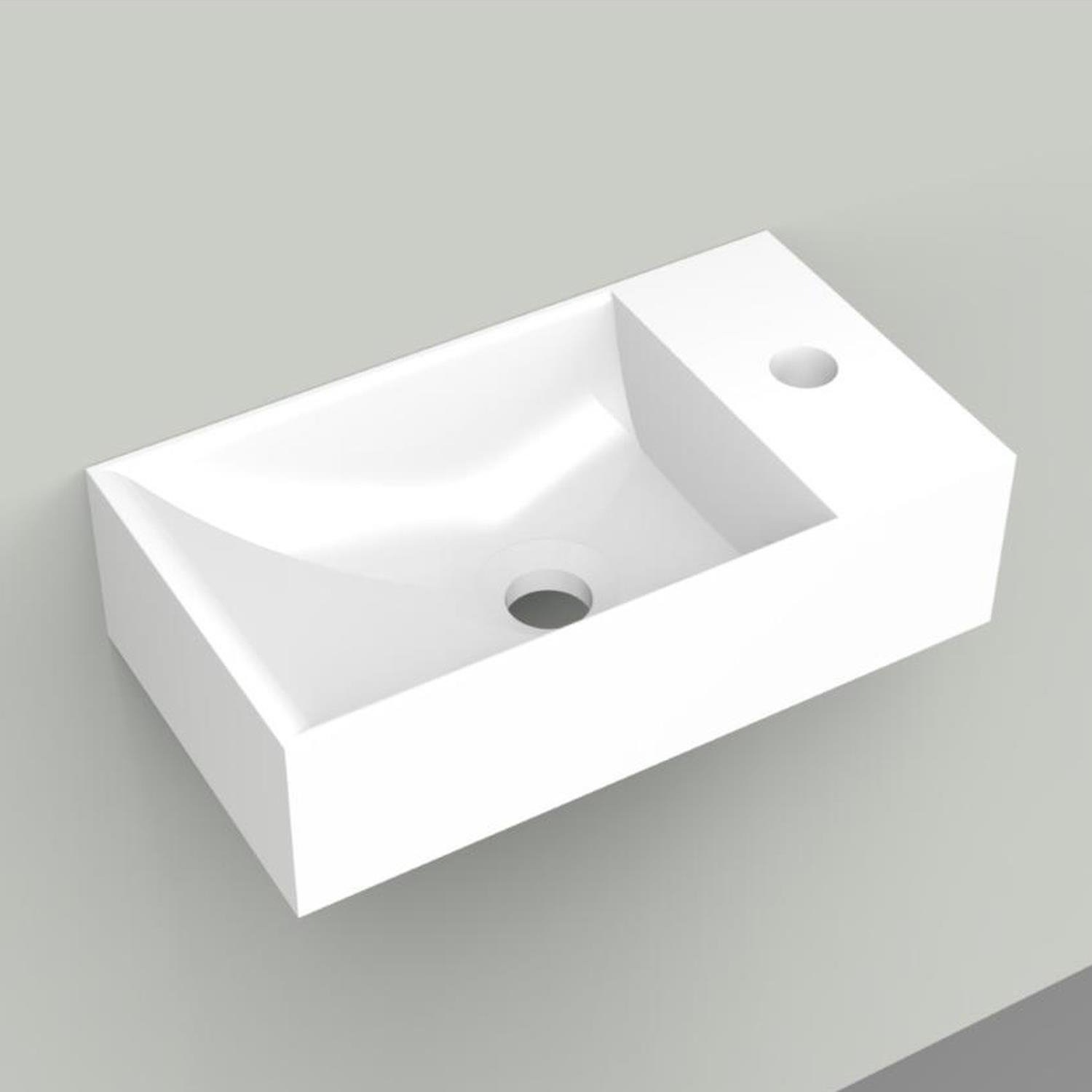 Fontein Arcqua Marble Free 40x22x12 cm Kraangat Rechts Zonder Overloop Glanzend Wit Arcqua