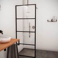 AQS Inloopdouche Frame 140x200 cm 8mm NANO Glas Mat Zwart Raster