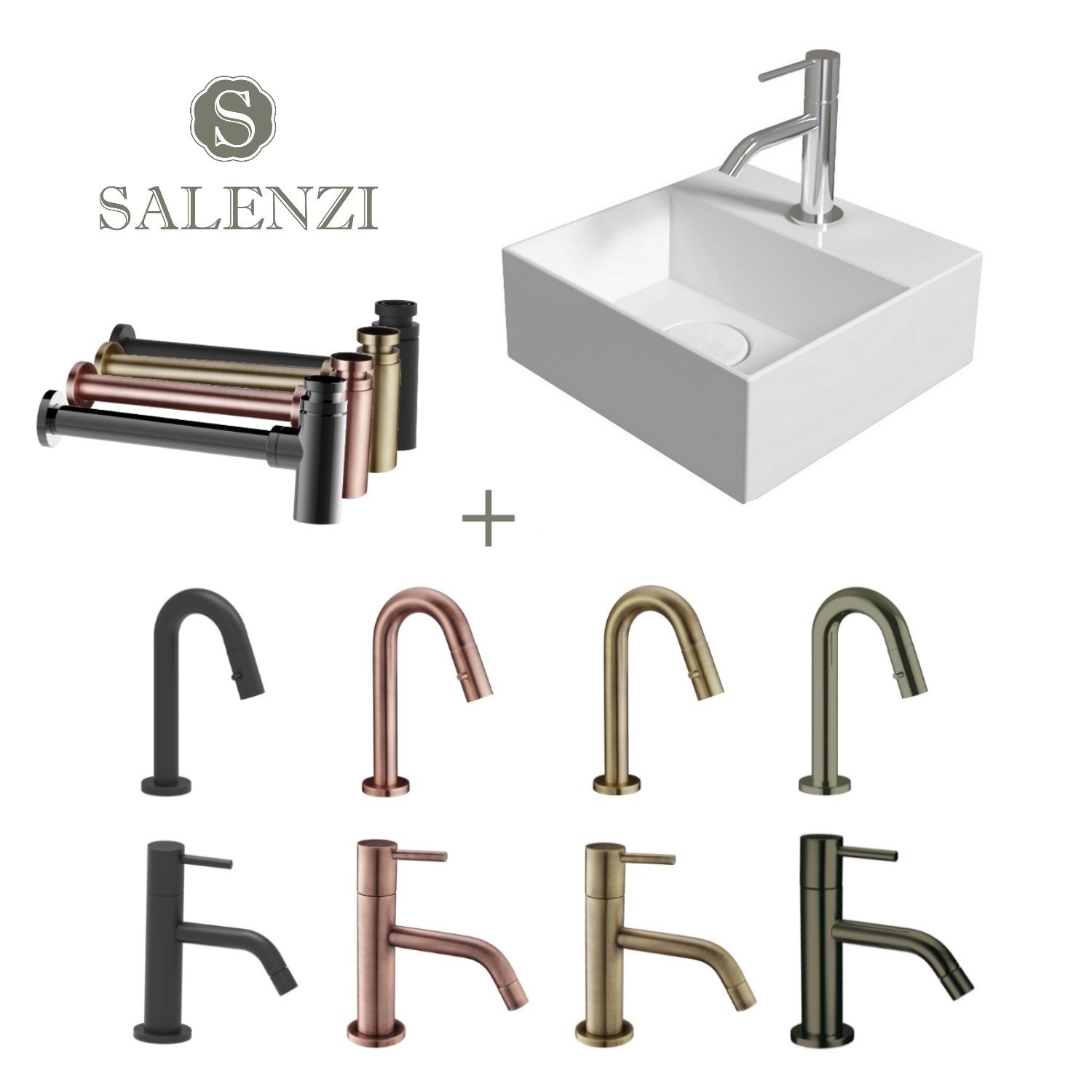 Salenzi Fonteinset Spy 30x30 cm Mat Wit - spy3030setmwit