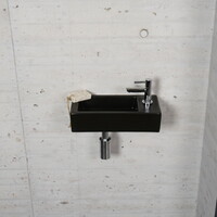 Fonteinset Mat Zwart Wiesbaden Color Chroom (kraangat rechts)