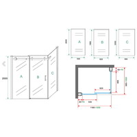 Wiesbaden douchedeur + zijwand 1200x1000x2000 chr.8mm NANO