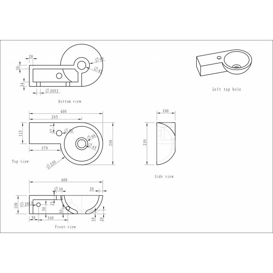 Wiesbaden Hardstenen rond fonteintje links 40x23x10