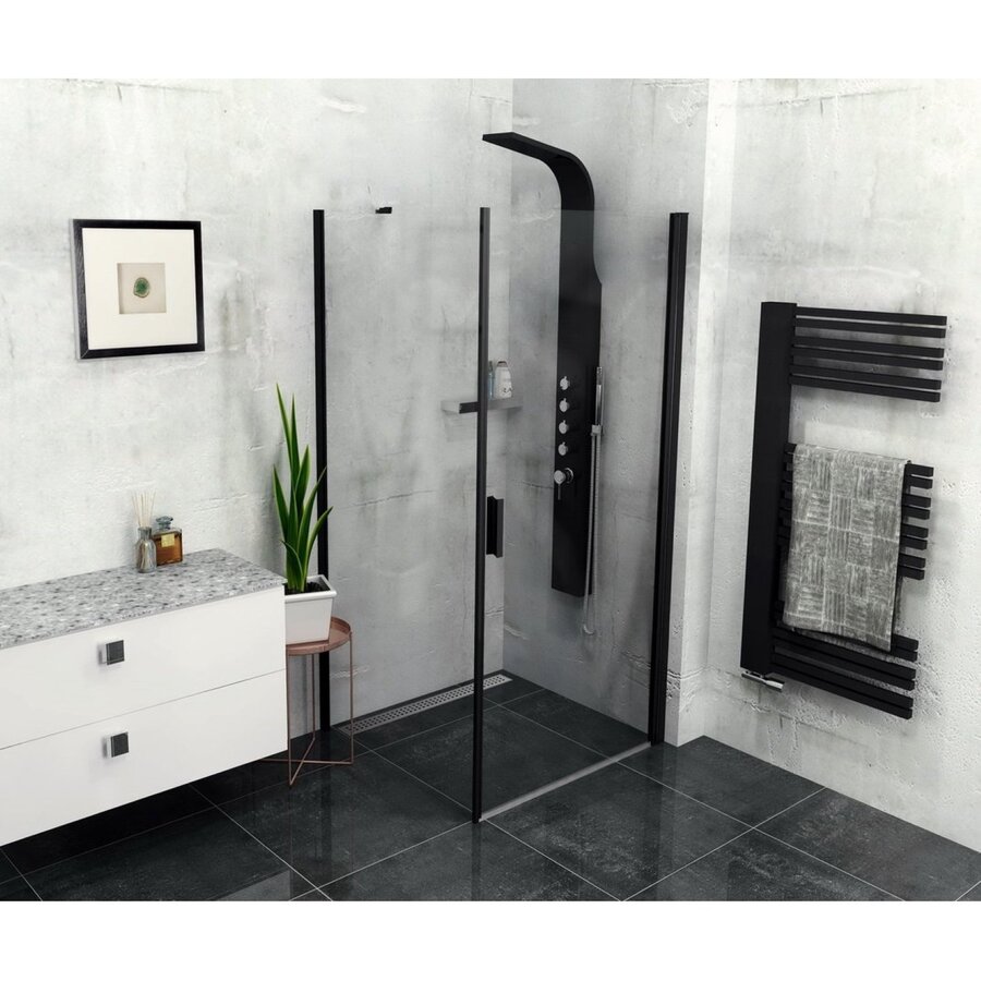 Zijwand Sapho Zoom Line Black 90x200 cm 6 mm Helder Glas tbv nisdeur Zoom Line Black Mat Zwart