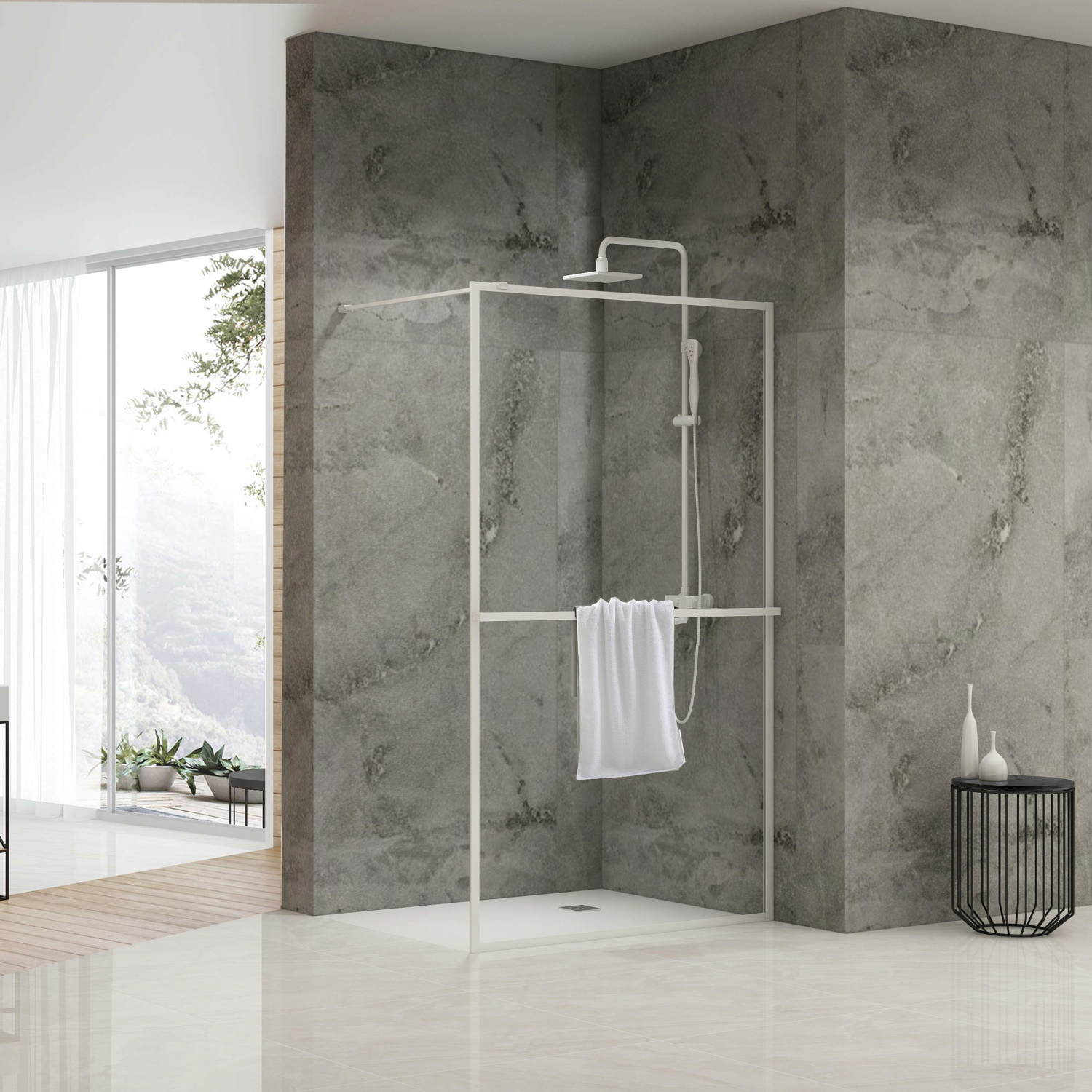 Inloopdouche Van Rijn ST04 Met Handdoekstang 90x200 cm 8 mm Helder Glas Wit van Rijn