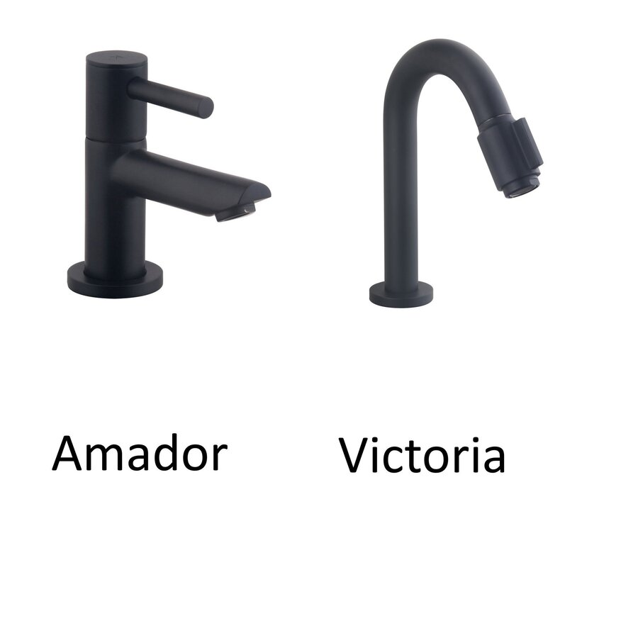 Fonteinset Mat Zwart Wiesbaden Color Mat Zwart (kraangat rechts)