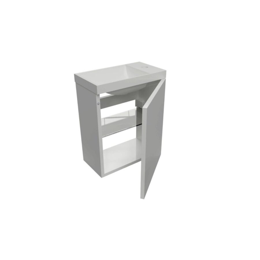 Fonteinset Aquasplash Luna 54,3x39,7x21,8 cm Glans Wit Met Marble Fontein Zonder Overloop Mat Wit