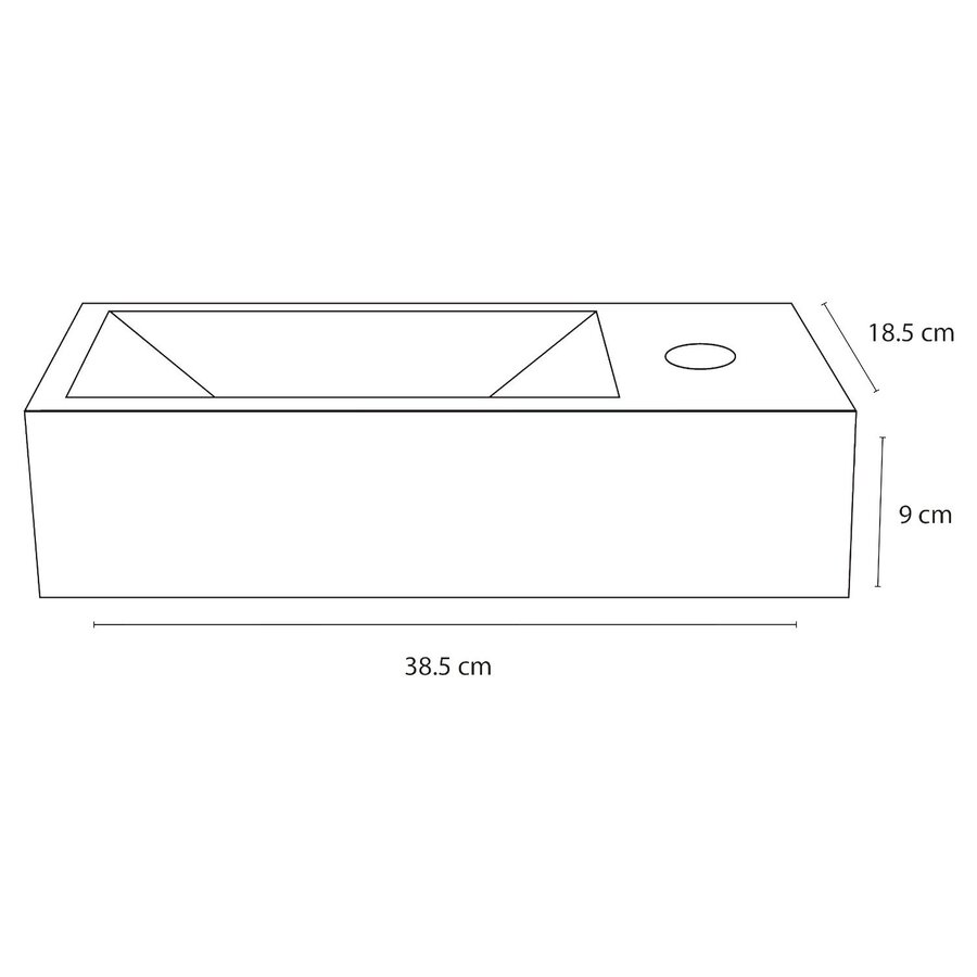 Fonteinset Differnz Ravo Beton 38.5x18.5x9 cm Donker Grijs Met Rechte Mat Zwart