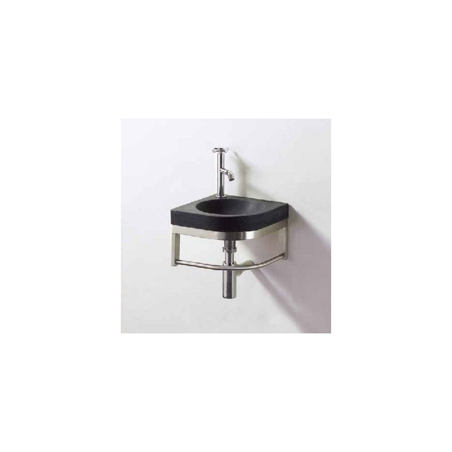 Fontein Casajoy Atlas 30x30 cm Natuursteen Met RVS Frame Antraciet Casajoy