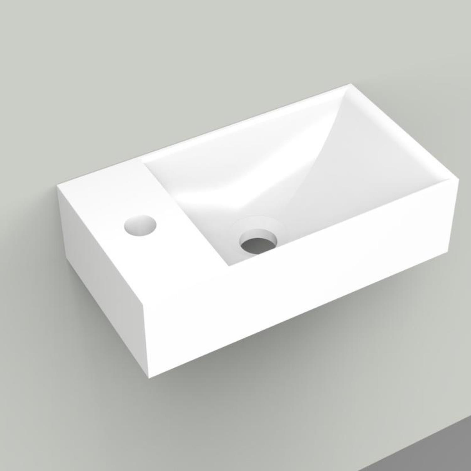 Fontein Arcqua Marble Free 40x22x12 cm Kraangat Links Zonder Overloop Glanzend Wit Arcqua
