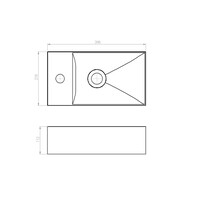 Fontein Arcqua Marble Free 40x22x12 cm Kraangat Links Zonder Overloop Glanzend Wit