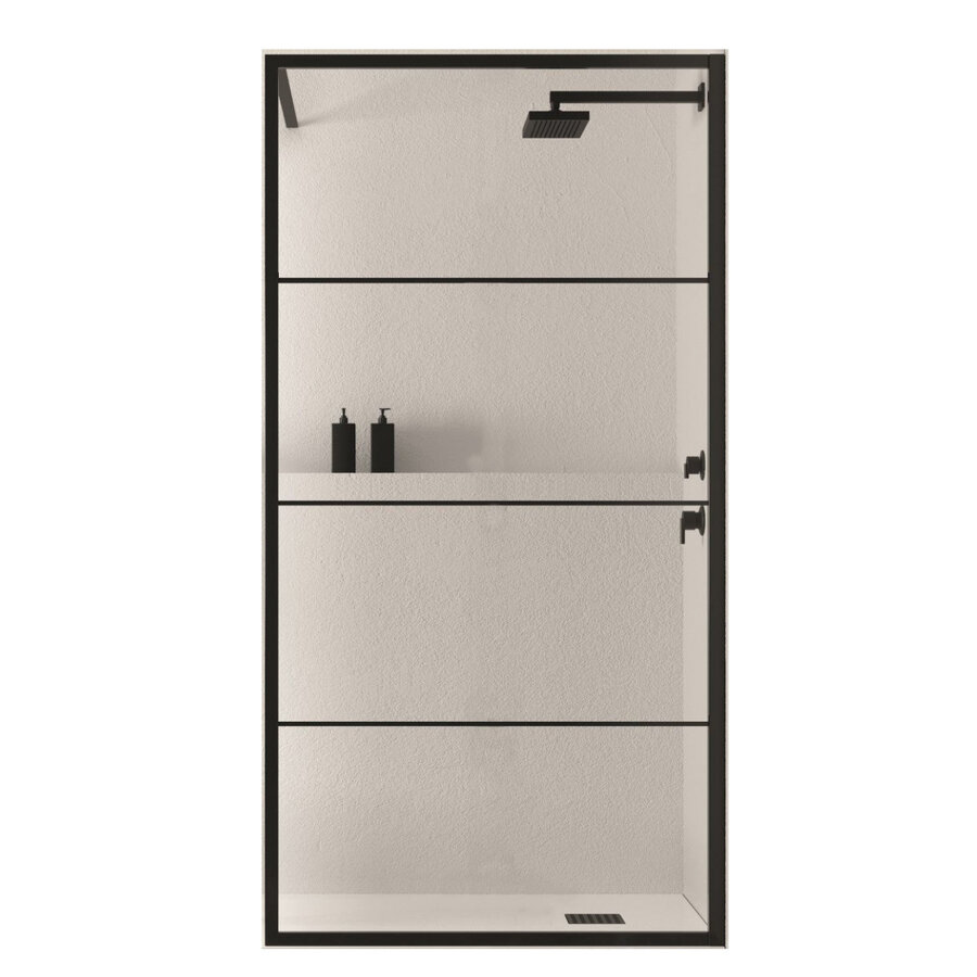 Inloopdouche BWS Black Line 70x200 cm 8mm NANO Glas Mat Zwart Raster