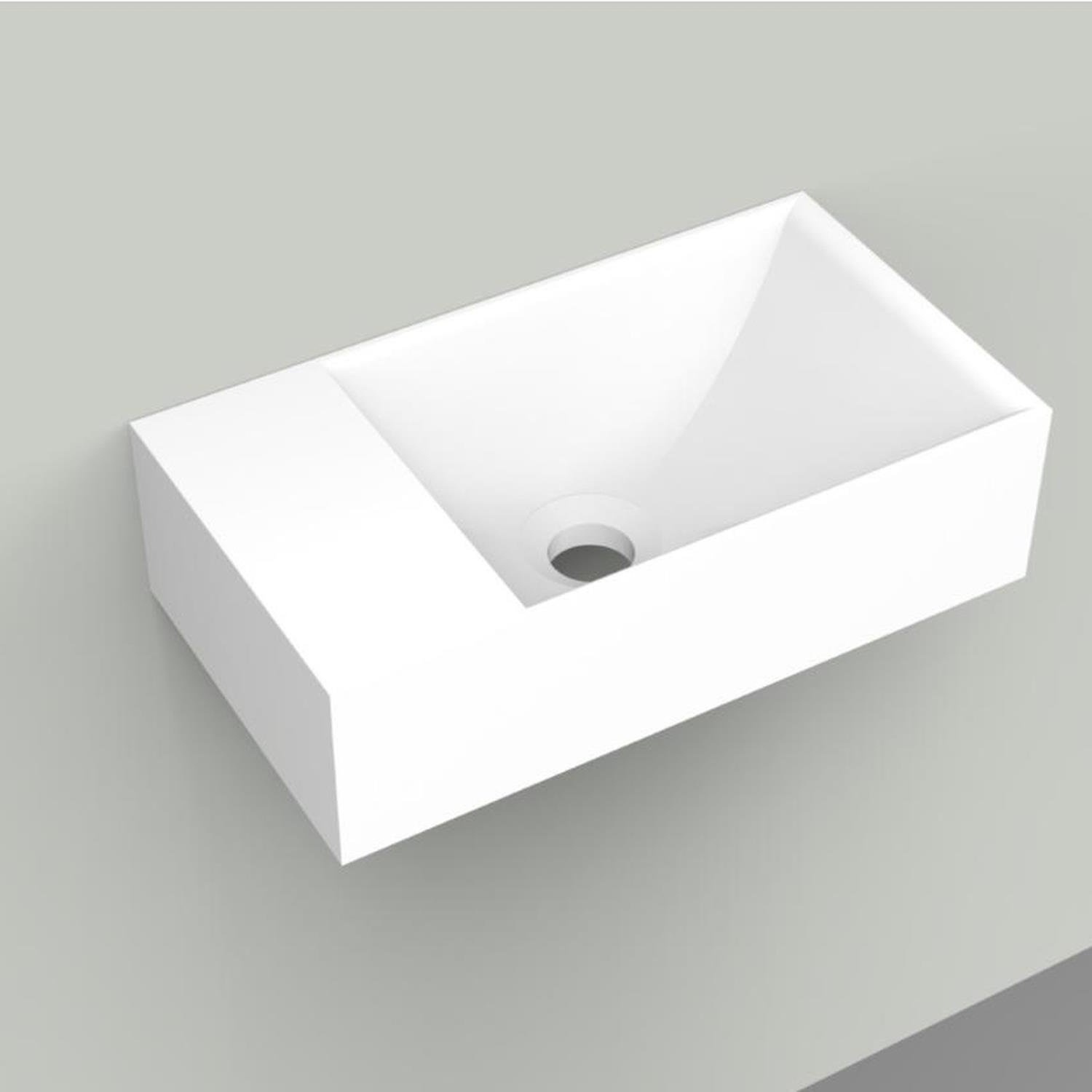 Fontein Arcqua Marble Free 40x22x12 cm Links Zonder Overloop en Kraangat Mat Wit Arcqua