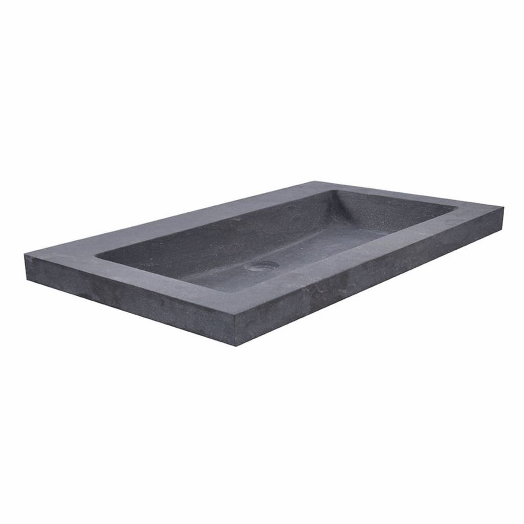 AQS Wastafel Hardsteen 60x46x5 cm 0 Kraangaten Mat Zwart Boss & Wessing