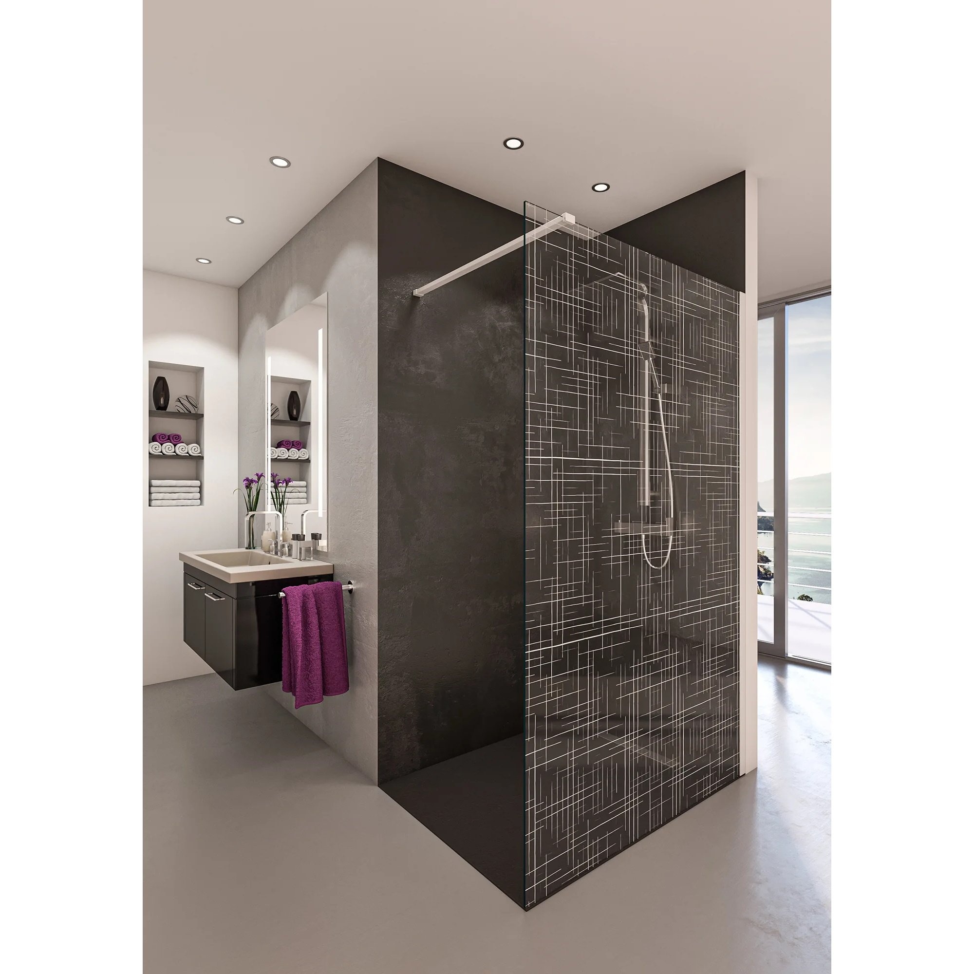 Inloopdouche BWS Free Time 140x200 cm Reflex Wit Timeless Coating Mat Wit Profiel Boss & Wessing