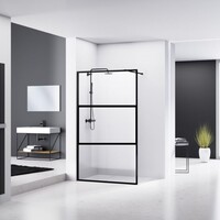 NIET MEER LEVERBAAR Douchewand Van Rijn ST04 Helder Glas 8 mm Aluminium Profiel Zwart 120x200 cm