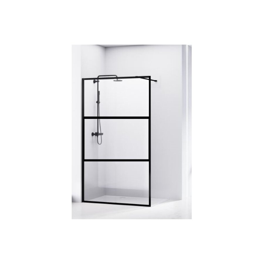 NIET MEER LEVERBAAR Douchewand Van Rijn ST04 Helder Glas 8 mm Aluminium Profiel Zwart 120x200 cm