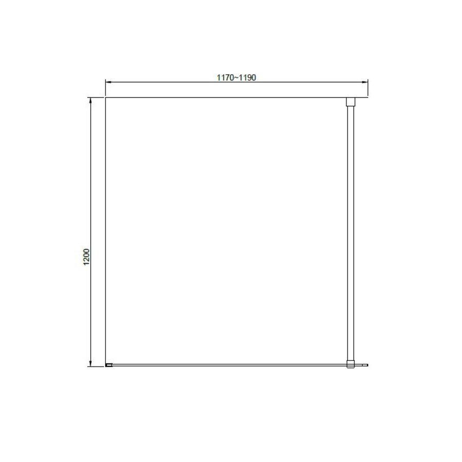NIET MEER LEVERBAAR Douchewand Van Rijn ST04 Helder Glas 8 mm Aluminium Profiel Zwart 120x200 cm