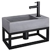 Differnz Fonteinset Differnz Force Beton en Handoekrek 40x22x9 cm Donker Grijs Met Rechte Kraan Mat Zwart