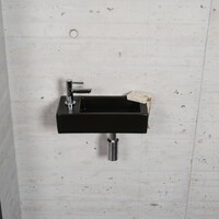 Fonteinset Mat Zwart Wiesbaden Color Chroom (kraangat links)