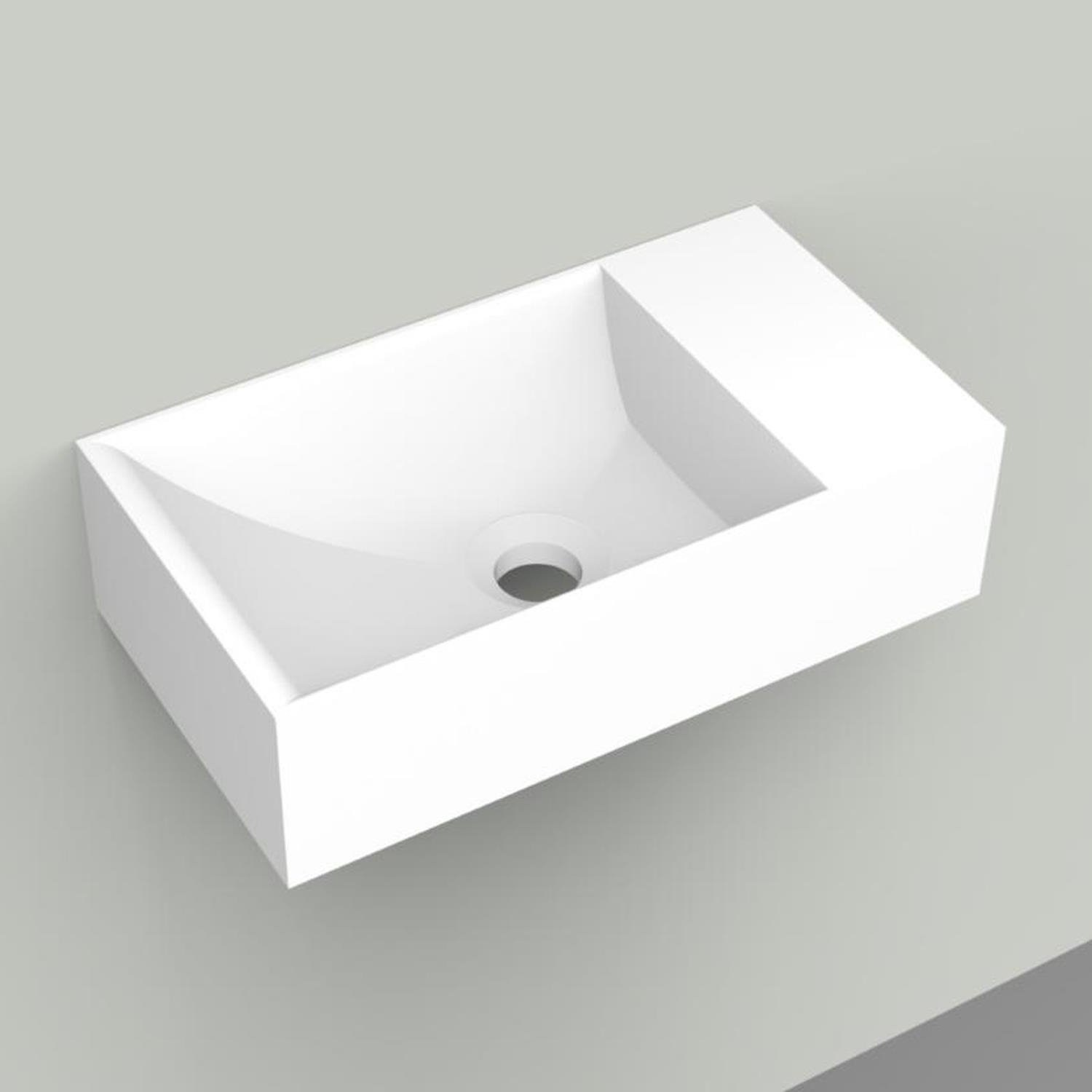 Fontein Arcqua Marble Free 40x22x12 cm Rechts Zonder Overloop en Kraangat Mat Wit Arcqua