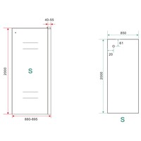 Zijwand Aqua Splash Voor Schuifbare Douchedeur 90x200 cm 8 mm Nisdeur NANO Mat Zwart