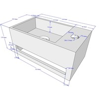 Fontein met Handdoekhouder BWS Betonlook 35.6x20.3x15.9 cm Grijs (kraangat rechts)