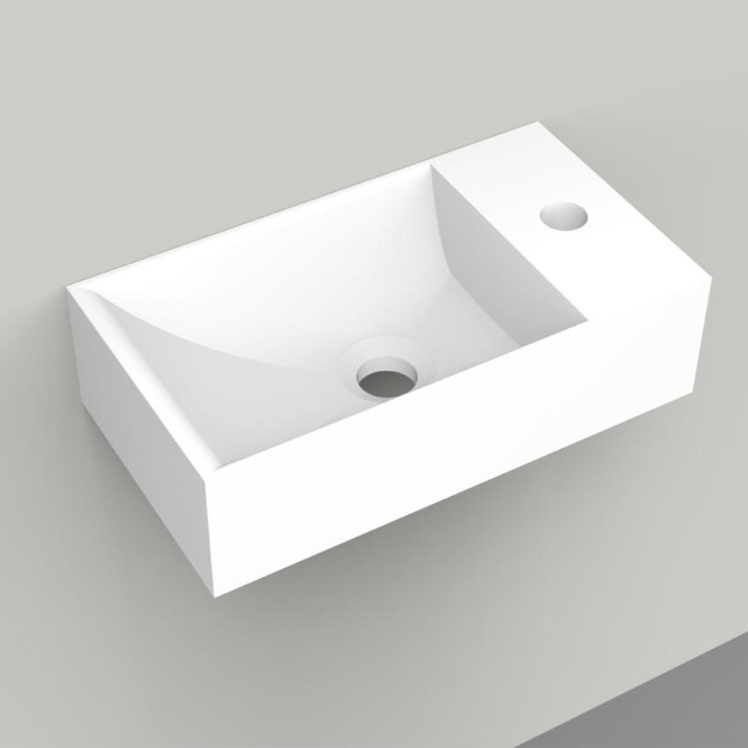 Fontein Arcqua Marble Free 40x22x12 cm Kraangat Rechts Zonder Overloop Mat Wit Arcqua