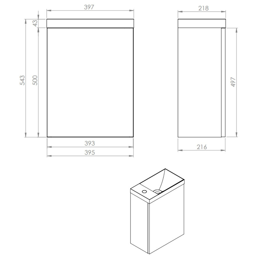 Fonteinset Aquasplash Luna 54,3x39,7x21,8 cm Glans Wit Met Marble Fontein Zonder Overloop Mat Zwart