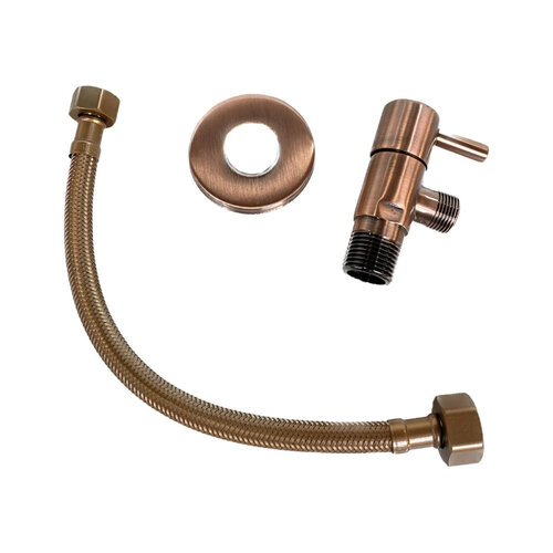 Hoekstopkraan BWS Brondby met Flexslang Geborsteld Koper 