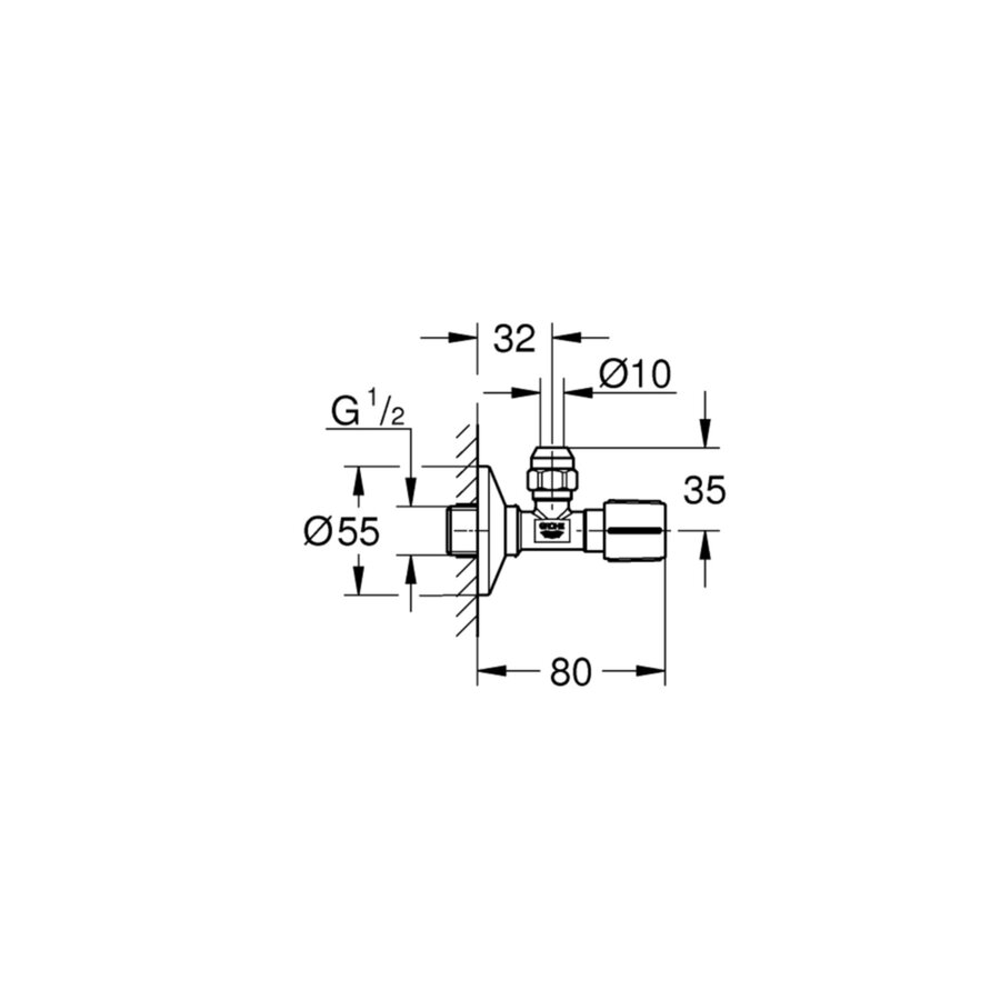 Hoekstopkraan Grohe Angle Valves Hard Graphite Geborsteld