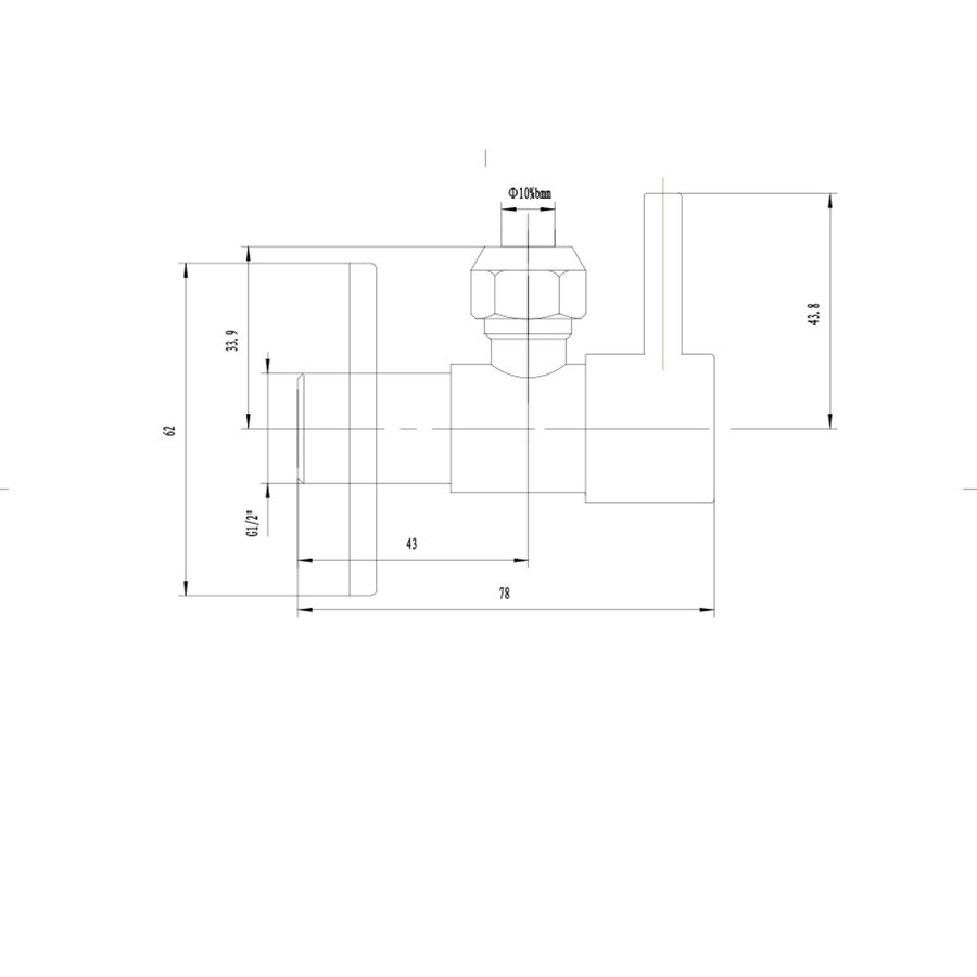 Riko Minimal Hoekstopkraan+Rozet 1/2x10
