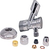 Chroom hoekstopkraan + filter 12/15mm x 10 knel