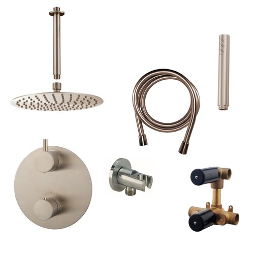 Wiesbaden Inbouw Regendouche Set Caral Rond Plafonduitloop RVS PVD Coating  Wiesbaden Inbouw Regendouche Set Caral Rond Plafonduitloop RVS PVD Coating