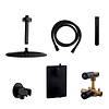 Aqua Splash Thermostatisch Inbouwdoucheset Aqua Splash Plafonduitloop Rond 20 cm Mat Zwart