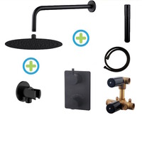 Wiesbaden Inbouw Regendouche Set 05 Caral Mat Zwart