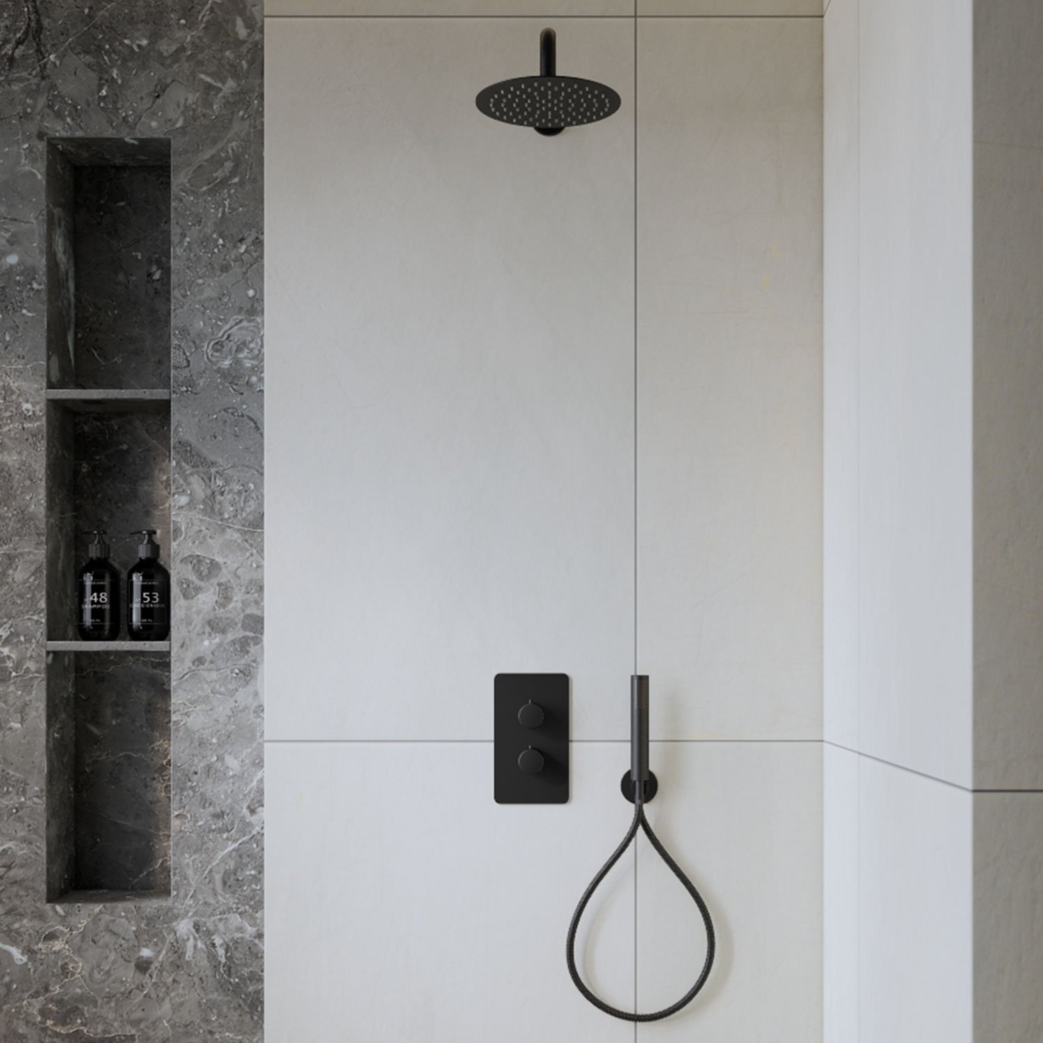 Inbouw Regendouche Set Boss & Wessing Colorato met Handdouche en Wanduitloop Mat Zwart Boss & Wessing