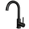 Brauer Wastafelmengkraan Brauer Black Edition Coldstart Opbouw Hoog Gebogen Ronde Hendel Mat Zwart