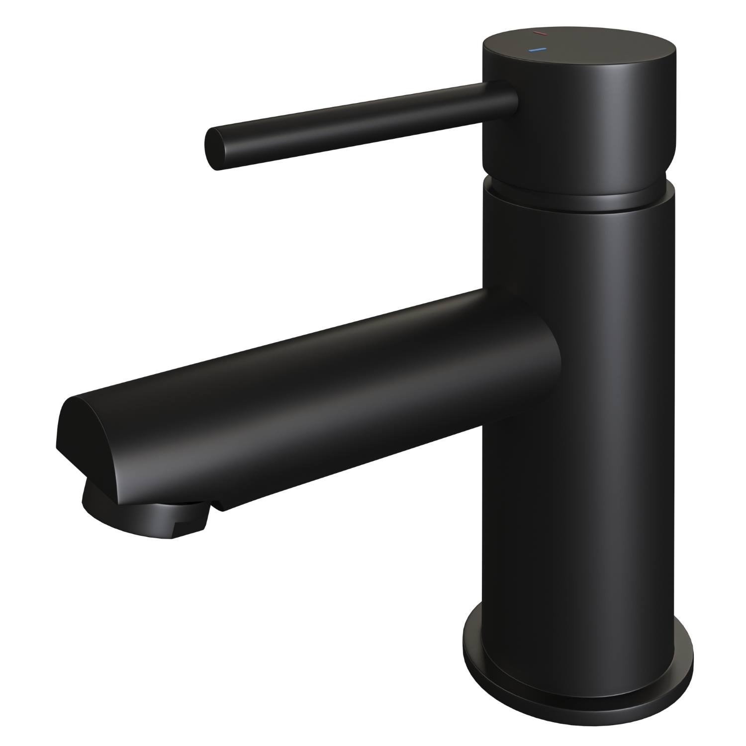 Inbouw Wastafelmengkraan Brauer Black Edition Coldstart Gebogen Uitloop Korte Ronde Hendel Geborsteld Mat Zwart Met Rozetten Brauer
