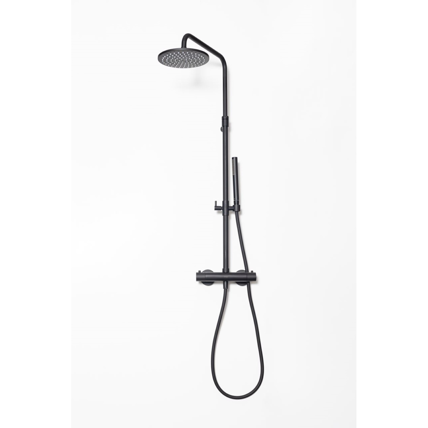 Opbouw Regendoucheset Luca Sanitair Bongio Thermostatisch Ronde Hoofddouche 20 cm Mat Zwart Luca Sanitair