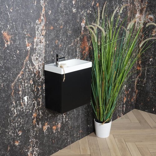 AKTIE! Fonteinmeubel Boss & Wessing Paris 40 cm Mat Zwart (1 kraangat) 