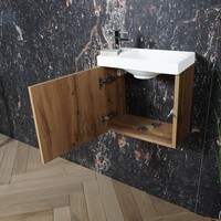 AKTIE! Fonteinmeubel Boss & Wessing Paris Fontein Mat Wit 40 cm Rustiek Eiken (1 kraangat)