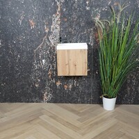 AKTIE! Fonteinmeubel Boss & Wessing Paris Fontein Mat Wit 40 cm Rustiek Eiken (1 kraangat)