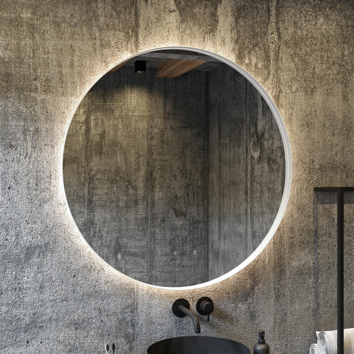 Spiegel AquaSplash Star Rond met LED 60 cm Mat Wit Aquasplash