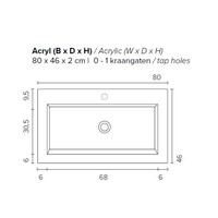 Badkamermeubel BWS Pepper Wastafel Acryl Incl Spiegelkast 2 Deurs Zonder Kraangat 80x55x46 cm Eiken