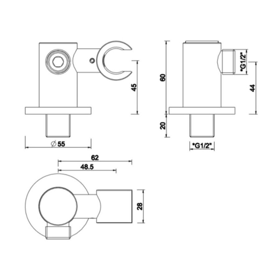 Handdouchehouder Boss & Wessing Cemal Kantelbaar met Doucheaansluiting Chroom