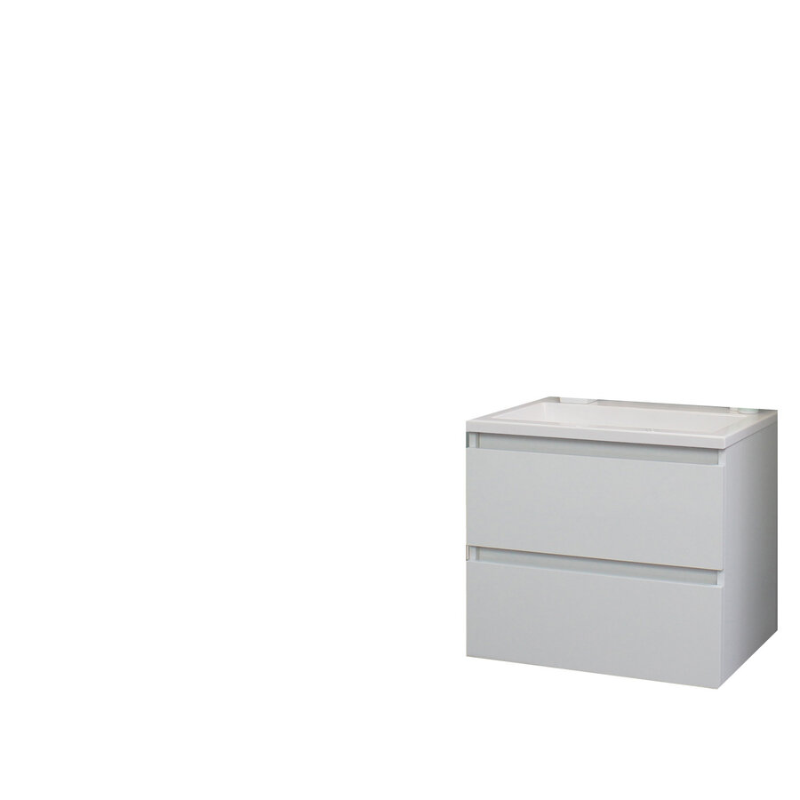 Badkamermeubel Boss & Wessing Pepper Acryl Wastafel Zonder Kraangat Inclusief Spiegel 60x55x46 cm Wit