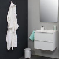 Badkamermeubel Boss & Wessing Pepper Acryl Wastafel Zonder Kraangat Inclusief Spiegel 60x55x46 cm Wit