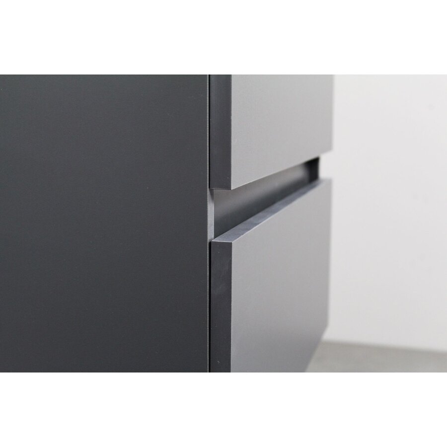 Badkamermeubel BWS Pepper Wastafel Porselein Incl Spiegelkast Met Kraangat 60x55x46 cm Antraciet