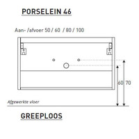 Badkamermeubel BWS Pepper Wastafel Porselein Incl Spiegelkast Met Kraangat 60x55x46 cm Antraciet